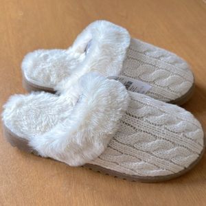 J.Crew Slippers Ivory Cable Knit Slip-On Sz 7M